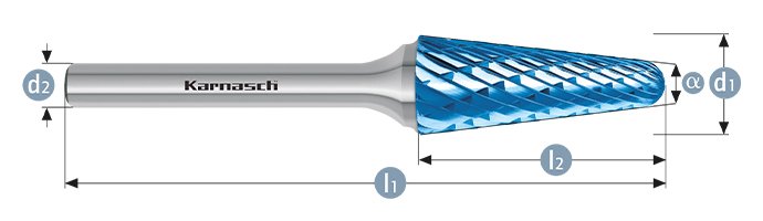 Борфреза конус с закругленной головкой, покрытие BLUE-TEC, арт.115084020
