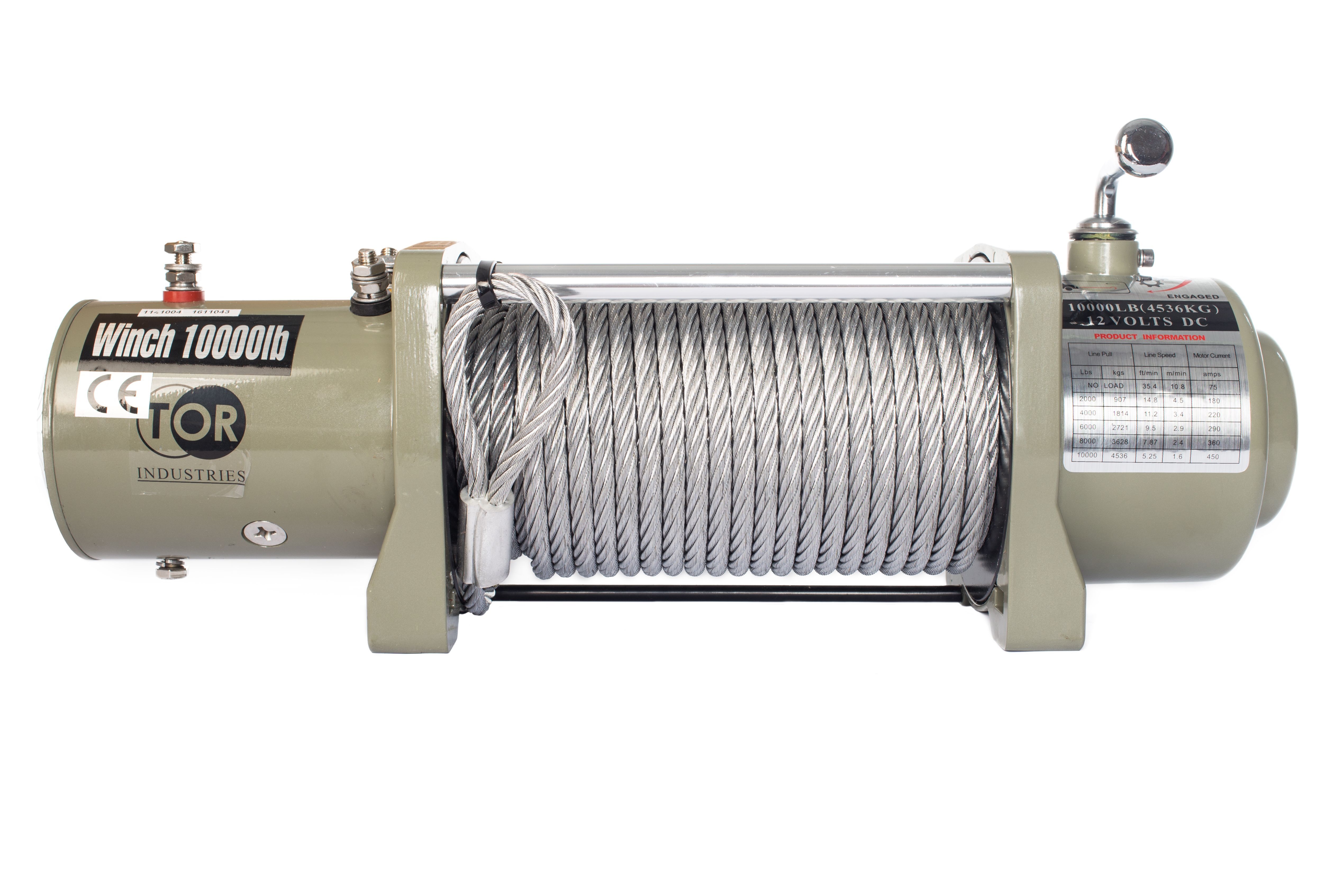 Лебедка автомобильная TOR ЛА S10000 г/п 4536 кг 28 м 12V
